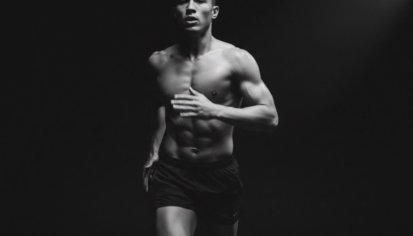 Atleta corriendo en la oscuridad